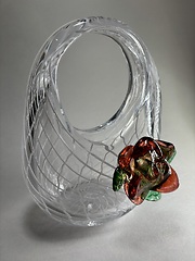 Reticello Glass Purse with Rose